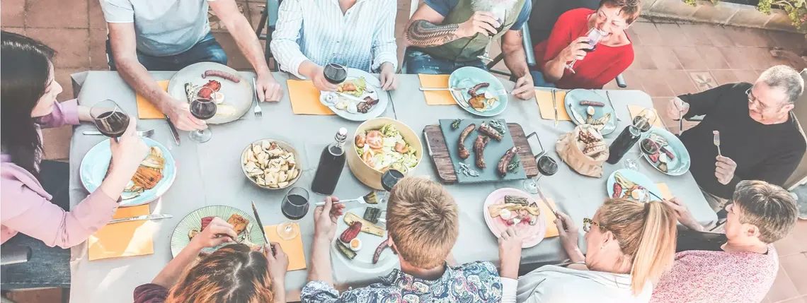group of people eating
